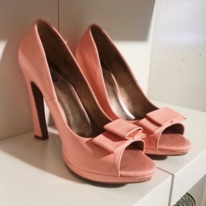 Pink Peep Toe Heel Pump